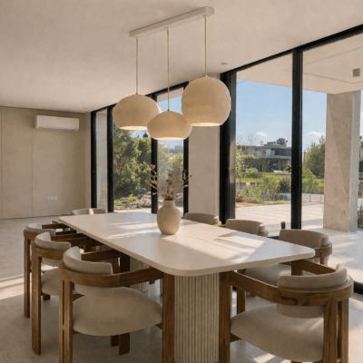 lampara de techo " terra 3 luces" con base blanca