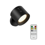 lámpara de pared led recargable usb. rotación 360° negro