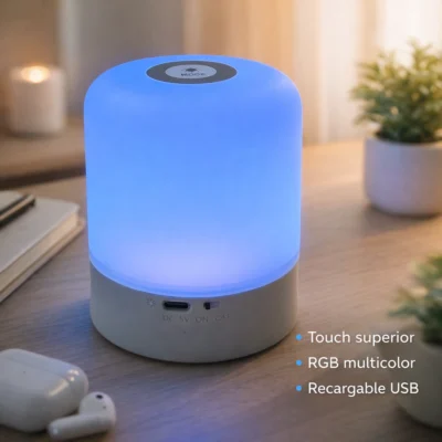 mini lámpara velador led rgb touch cilindro inalambrica