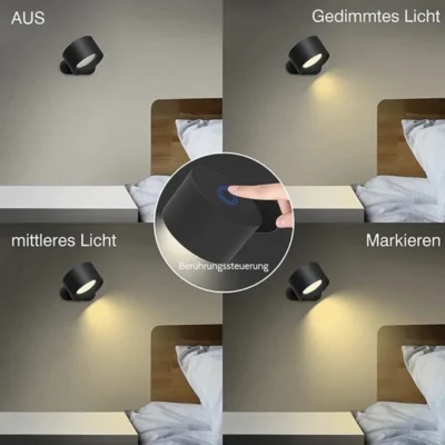 lámpara de pared led recargable con carga usb y rotación 360° blanco (copia)