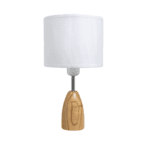 lampara de mesa emma de madera natural y pantalla de lino blanca