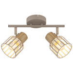 aplique de pared o techo 2 luces "harleen" beige y madera e27