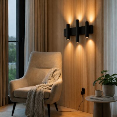 aplique de pared "trigon i" 18w luz calida 38º negro