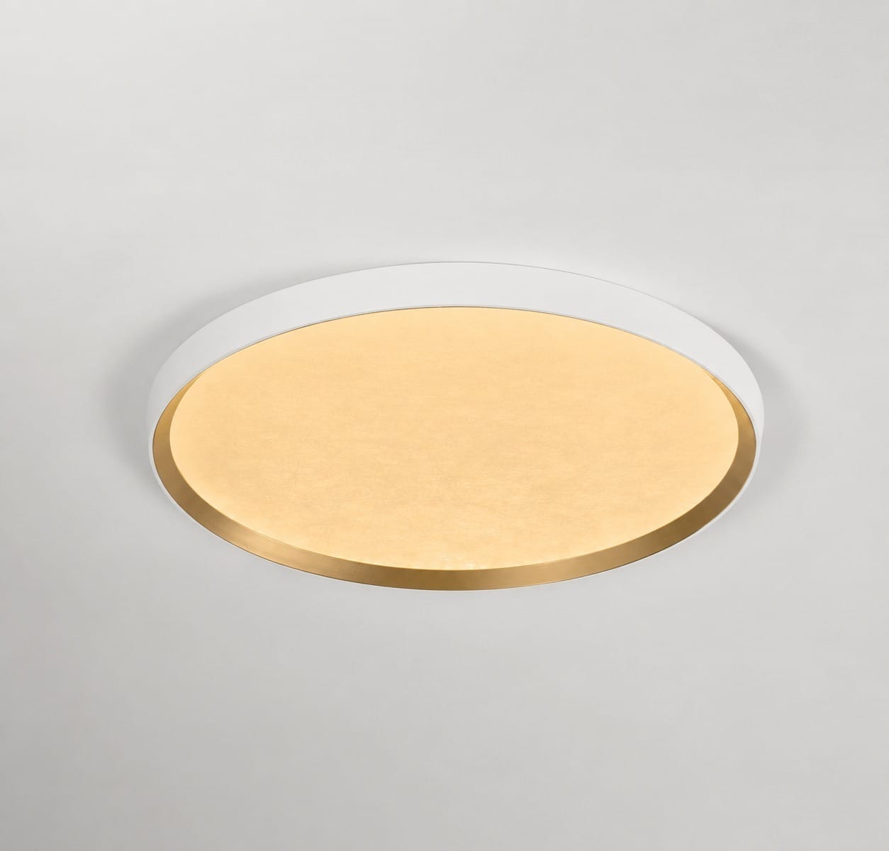 plafon de techo "nebula 30w" luz calida 38cm blanco y oro