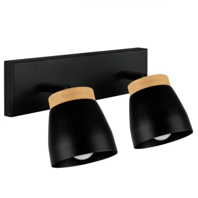 aplique de pared "climb 2 luces" madera y negro para e27