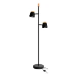lampara de pie "climb 2 luces" para e27 metal y madera