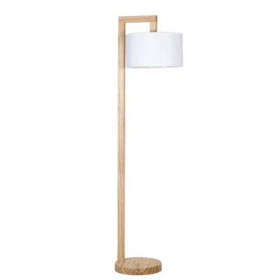 lámpara de pie joana madera paraiso y pantalla blanco
