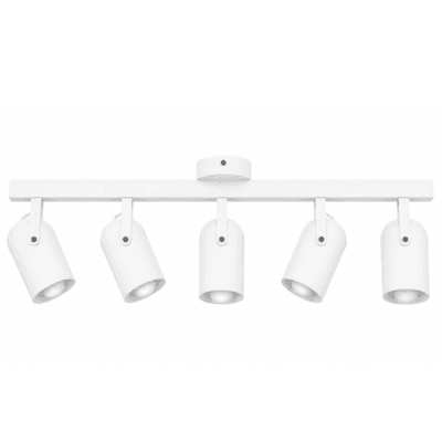 riel 80 cm siena con 5 cabezales móviles orientables e27 blanco