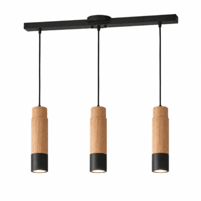 Lámpara Colgante Torre 3 Luces Madera Paraíso y Metal