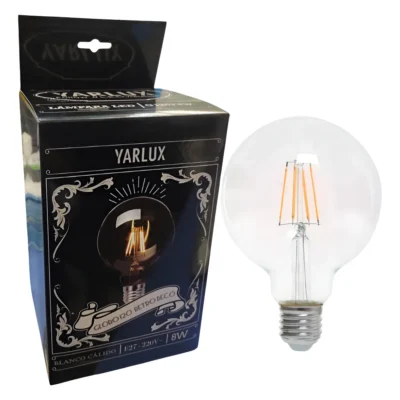 lampara globo filamento de led g120 8w clear (=60w) yarlux