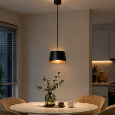 colgante led hat 10w luz cálida 3000k bidireccional negro y oro