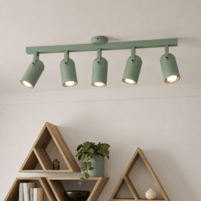 riel 80 cm siena con 5 cabezales móviles orientables e27 negro (copia)