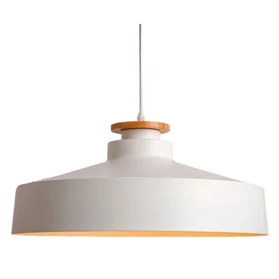 colgante zethar blanco con detalle en madera Ø40 cm