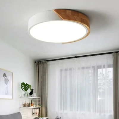 plafón led burdeos madera 30 cm – 26w – luz cálida 3000k
