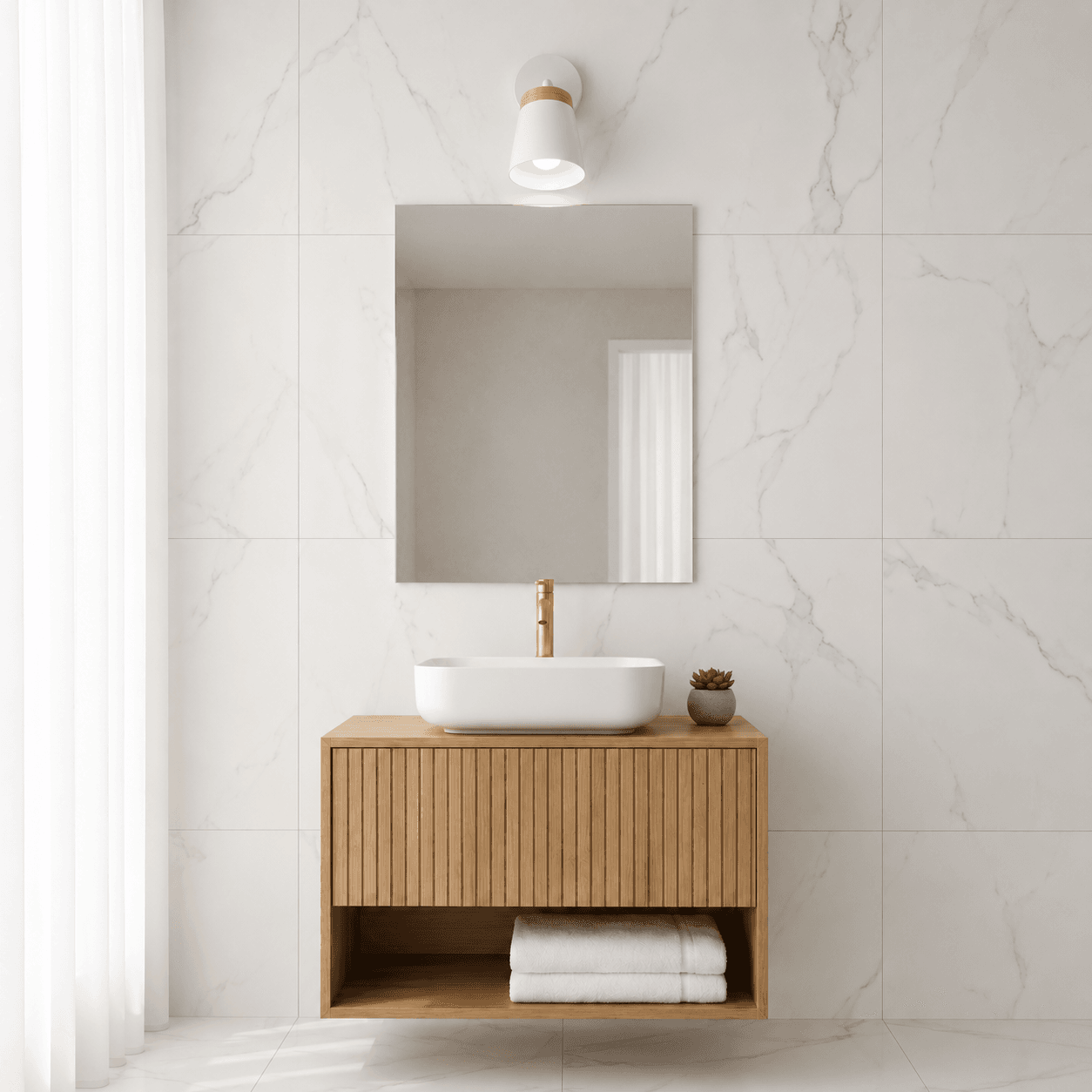 aplique de pared "climb" madera y metal blanco