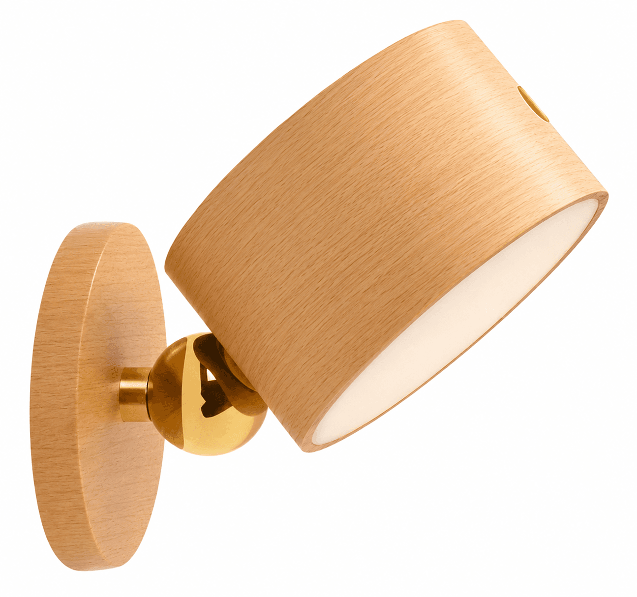 lámpara de pared inalambrica carga usb y rotación 360° madera
