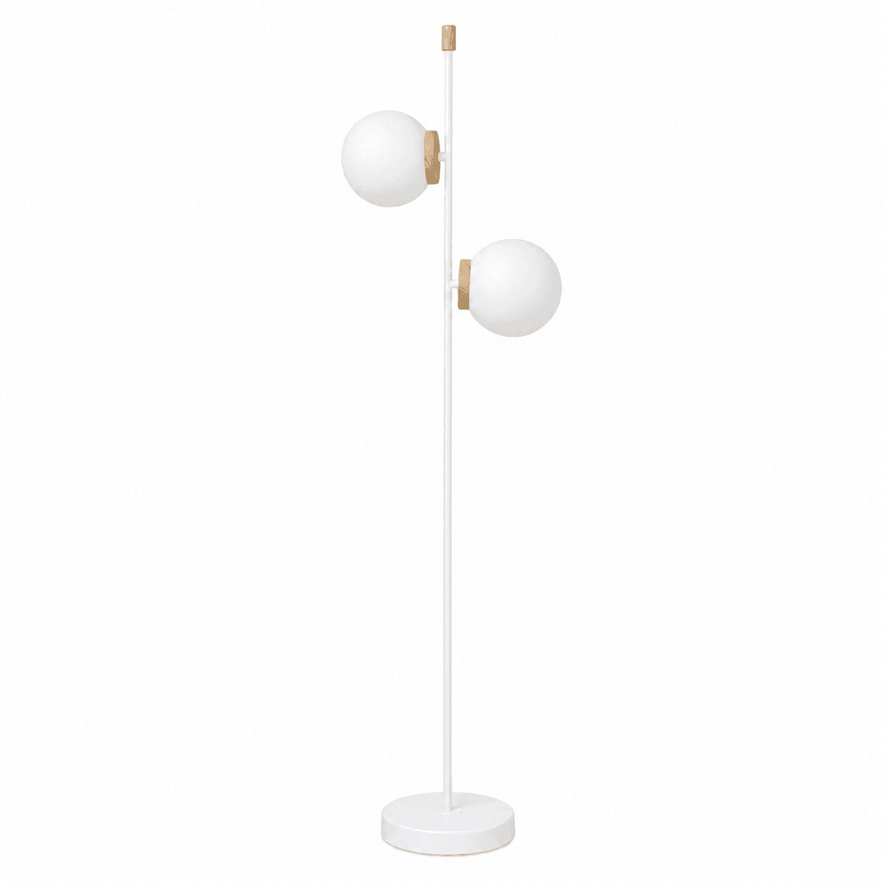 lampara de pie luzia 2 luces blanco madera y bocha vidrio lampara de pie luzia 2 luces blanco madera y bocha vidrio