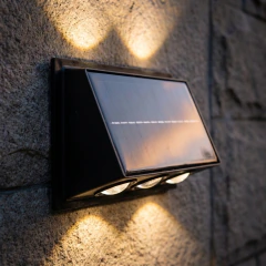 Aplique Solar LED de Pared Up & Down RGB + Luz Blanca Cálida